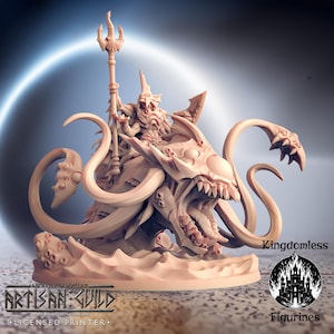 Fishfolk Gott Boss Mini | D&D Tabletop/Rollenspiel Miniatur | D&D Figuren | Pathfinder Fantasy Zocken | Handwerker Gilde Modular | Jurakin König Reiter