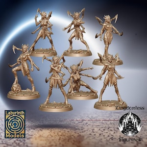 Female Dark Elf Warriors DnD Miniature, Tabletop RPG DnD Mini, D&D Figurines, Fantasy Gaming and Pathfinder, Labyrinth Models
