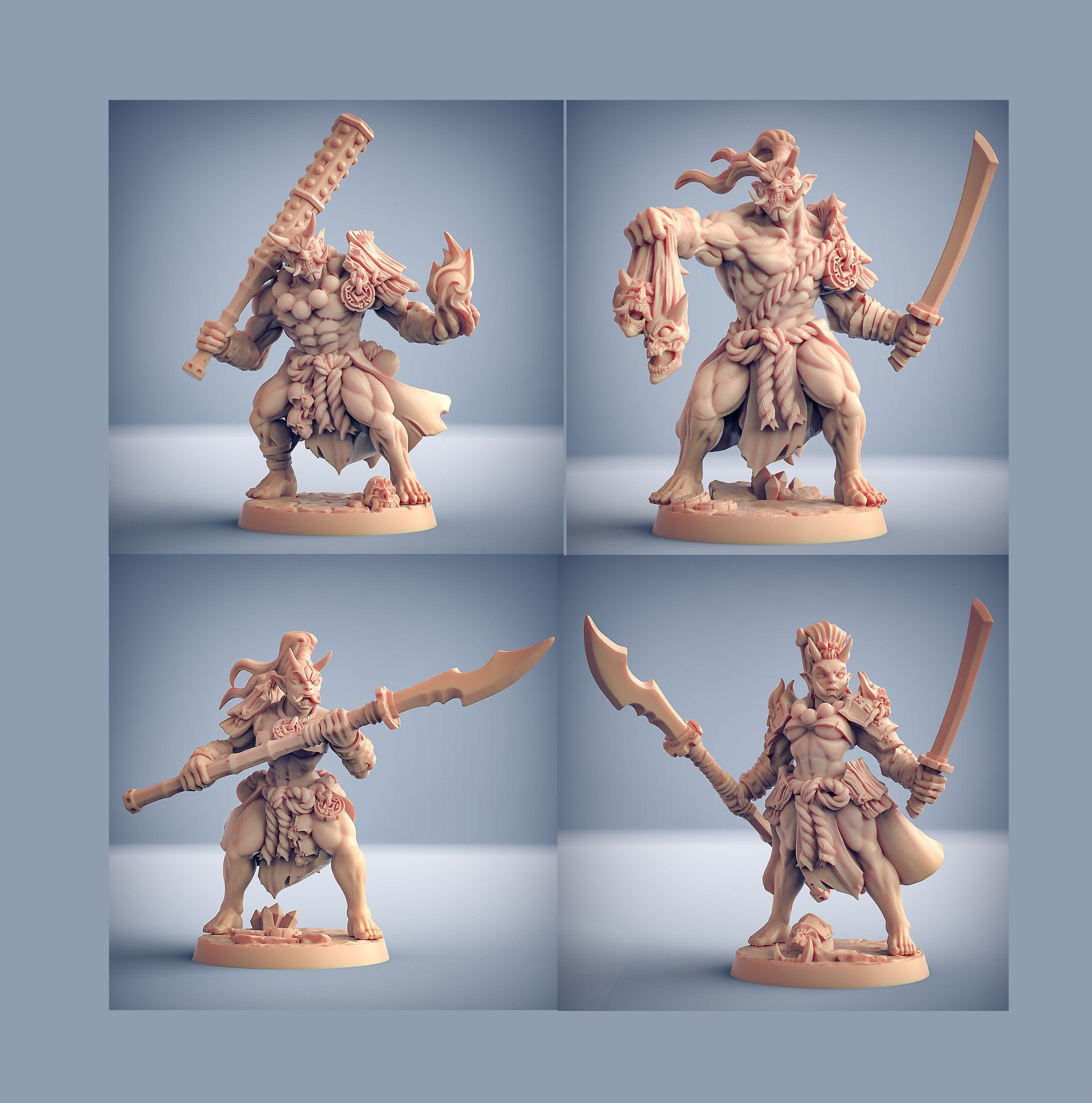 Oni Warriors DnD Miniature Tabletop RPG DnD Mini D&D | Etsy