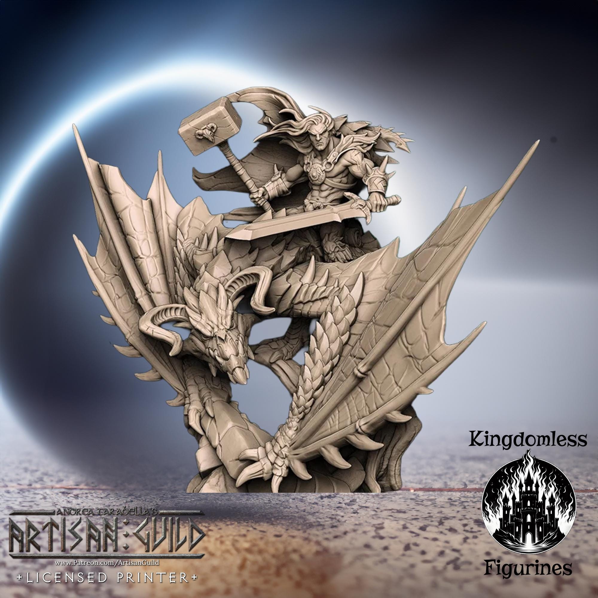 Wyvern Rider Miniature | Barbarian D&D Resin Figurine, Artisan