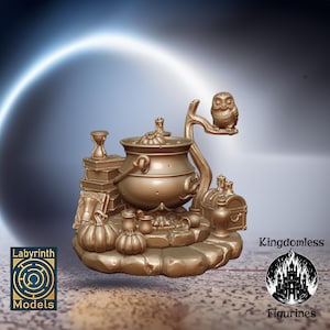 Witch Cauldron DnD Miniature, Tabletop RPG DnD Mini, D&D Figurines, Fantasy Gaming and Pathfinder, Labyrinth Models