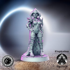 Female Tiefling Knight Mini | DnD Tabletop RPG Miniature | D&D Figurines | Pathfinder Fantasy Gaming | RN Estudio