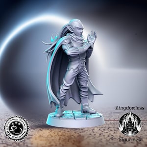 Miniatura de Mago Elfo Negro para D&D (Jogos de Mesa de Fantasia), RN Estudio