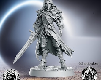 DnD Human Female Swordswoman Mini | Tabletop RPG Miniature | D&D Figurines | Pathfinder Fantasy Gaming | RN Estudio