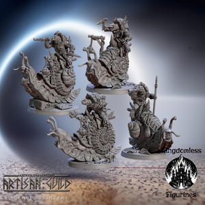 Turtlekin Snail Riders DnD Miniature | Tabletop RPG DnD Mini | D&D Figurines for Pathfinder Fantasy Gaming | Artisan Guild Modular