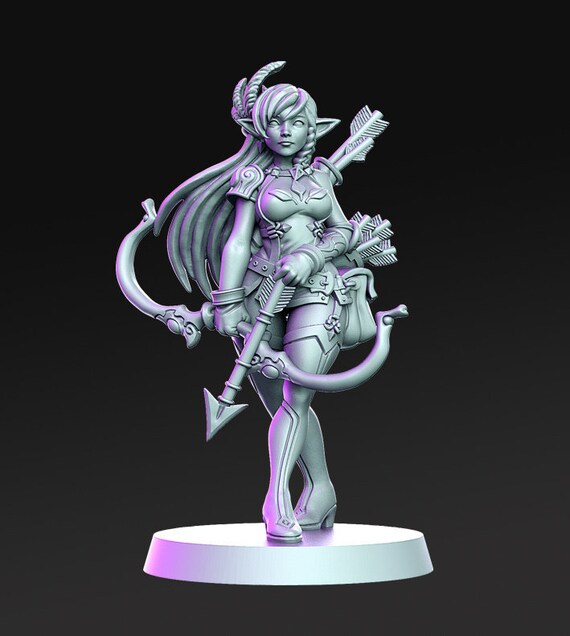 D&D NMM W01 Elf Female Ranger unpainted miniature