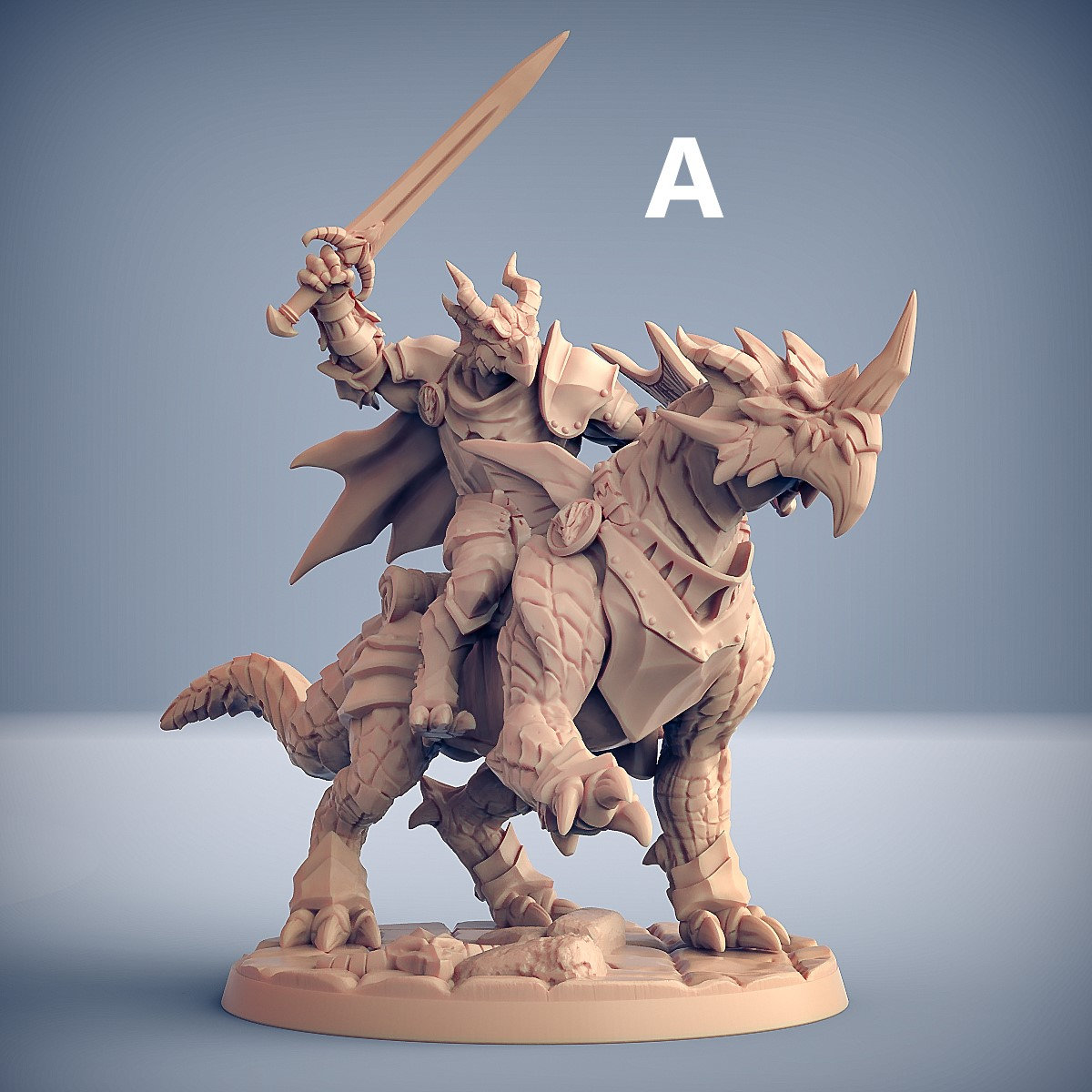 DnD Dragonkin Rider Mini Tabletop RPG Miniature D&D | Etsy