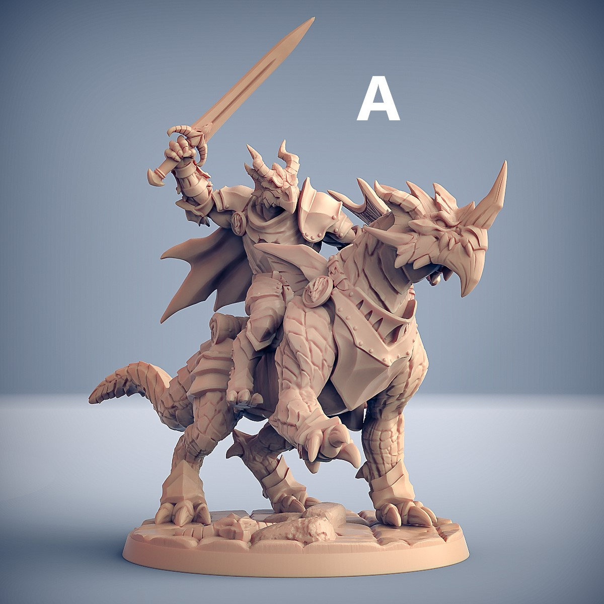 DnD Dragonkin Rider Mini Tabletop RPG Miniature D&D Etsy