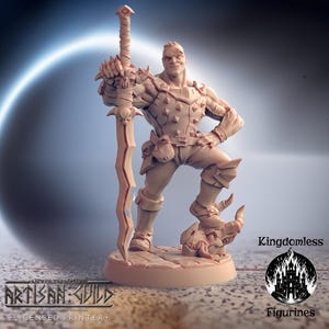 DnD mannelijke menselijke vechter Warrior Mini | Miniatuur-RPG voor op tafel | D&D-beeldjes | Pathfinder Fantasy Gaming | Ambachtsgilde | Zwaardvechter