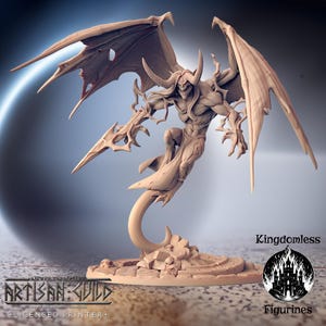 Tyrant God Demon DnD Mini | Miniatura de RPG de mesa DnD | Estatuetas D&D | Pathfinder Fantasy Gaming | Guilda dos artesãos | Chefe de demônio elfo