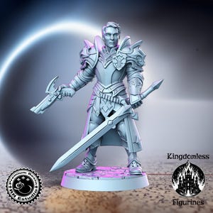 DnD Human Male Knight Mini | Tabletop RPG Miniature | D&D Figurines | Pathfinder Fantasy Gaming | RN Estudio | Armored Warrior