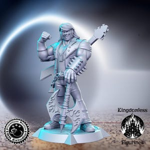 Heavy Metal Rocker DnD Miniature, Tabletop RPG DnD Mini, D&D Figurines, Fantasy Gaming and Pathfinder, RN Estudio