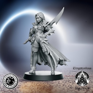 DnD Human Female Swordswoman Mini | Tabletop RPG Miniature | D&D Figurines | Pathfinder Fantasy Gaming | RN Estudio