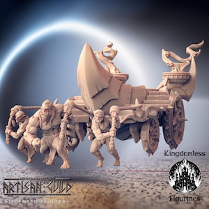 DnD Huge Elven Slave Cart Mini | Tabletop RPG Miniature | D&D Figurines | Pathfinder Fantasy Gaming | Artisan Guild | Soul Alter Terrain