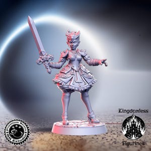 Female Elf Swordswoman DnD Miniature | DnD Tabletop RPG Mini | D&D Figurines | Fantasy Gaming and Pathfinder | RN Estudio