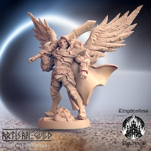 DnD Human Male Paladin Warrior Angel Mini | Tabletop RPG Miniature | D&D Figurines | Pathfinder Fantasy Gaming | Artisan Guild