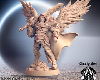 DnD Human Male Paladin Warrior Angel Mini | Tabletop RPG Miniature | D&D Figurines | Pathfinder Fantasy Gaming | Artisan Guild