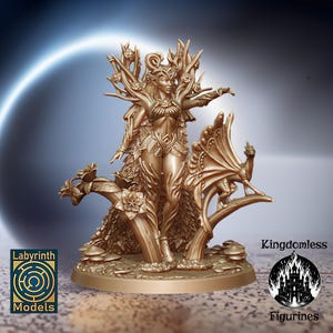 Reina dríada con mascota, miniatura de DnD, juego de rol de mesa, figuras de D&D, juegos de fantasía y Pathfinder, modelos de laberinto, regalo