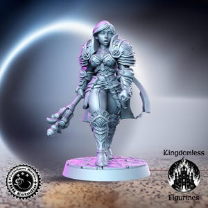 DnD Human Female Paladin Mini | Tabletop RPG Miniature | D&D Figurines | Pathfinder Fantasy Gaming | RN Estudio | Armored Knight