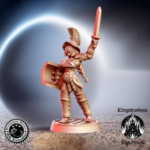 Female Sword Fighter DnD Mini | Tabletop RPG Miniature | D&D Figurines | Pathfinder Fantasy Gaming | RNEstudio | Roman Solider