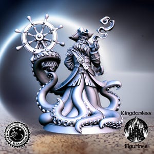 Pirate Squid Captain DnD Mini | Tabletop RPG Miniature | D&D Figurines | Pathfinder Fantasy Gaming | RNEstudio | Sea Fighter