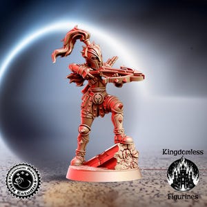 Female Crossbow Fighter DnD Mini | Tabletop RPG Miniature | D&D Figurines | Pathfinder Fantasy Gaming | RNEstudio | Arena Warrior