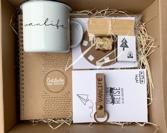 Geschenkset Camper | Camper Set | Camping Set | Vanlife | Geschenk Box | Reise Set | Reisen | Emaille Tasse | Reisetagebuch