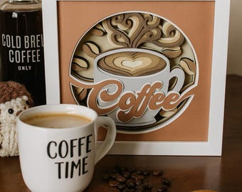 Coffe Lovers 8x8 Layered Shadowbox