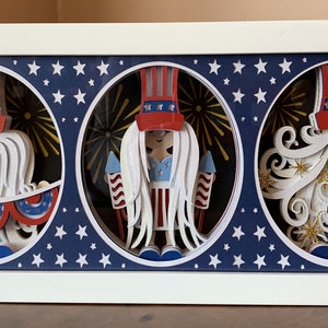 Independence Day - 4th of July Gnome Trio 3D Shadowbox
