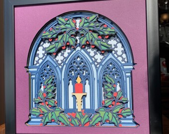 Christmas Stained Glass Window 10x10 Shadowbox