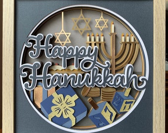 Happy Hanukkah 9 x 9 Shadowbox