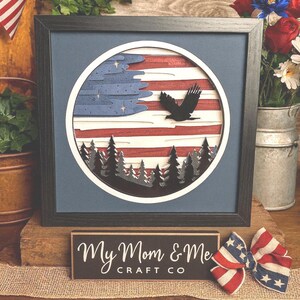 Eagle with Flag 9x9 Shadowbox