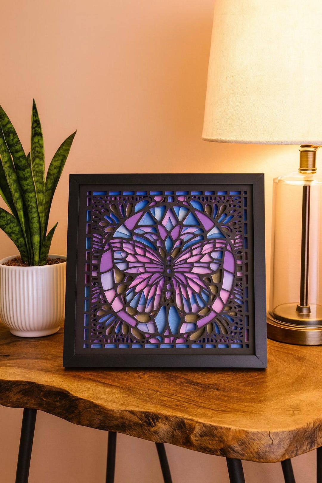 Stained Glass Butterfly 12x12 Shadowbox - Etsy