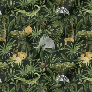 Softshell fabric, delicate elegant Jungle nursery pattern for children