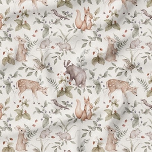 Softshell fabric, delicate elegant Fairytale forest color nursery pattern for children and adults