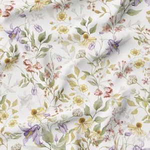 Softshell fabric, delicate elegant Wild flowers color nursery flower pattern for children and adults