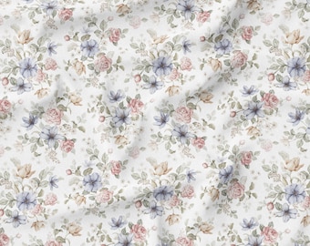 Recycled PUL+ fabric, cloth diaper fabric, Bouquet ecru flower pattern. Exclusive pattern.