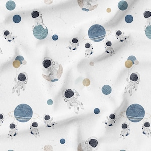 Tessuto a doppia garza stampato digitale, tessuto leggero, tessuto di mussola, Baby Muslin Crinkle, motivo floreale, vivaio moderno, Space Boy