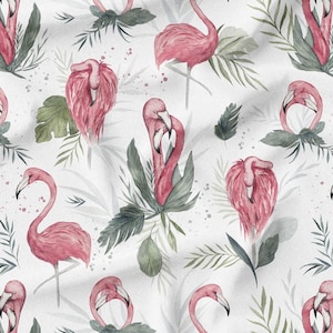 Softshell fabric, delicate elegant Flamingos color nursery pattern for children and adults