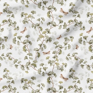 Waterproof polyester fabric, Ginkgo color, Exclusive pattern,  Flower.