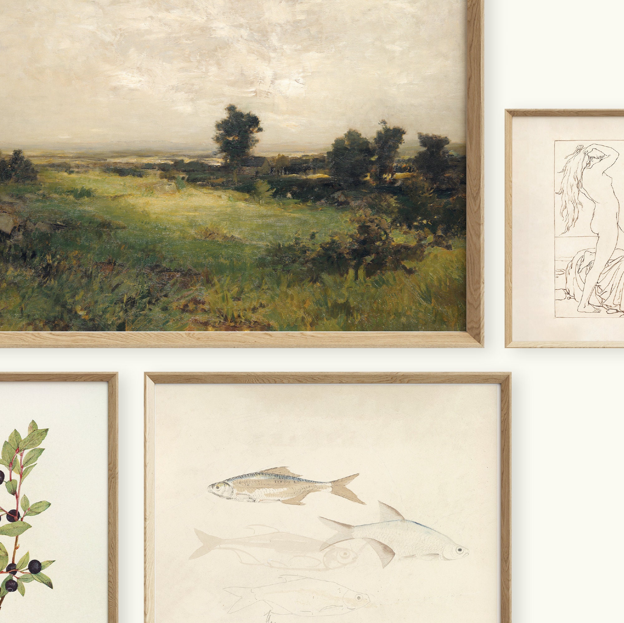 Vintage Idyllic, Printable Art Set, Cozy Riparian Aesthetic Room Decor ...