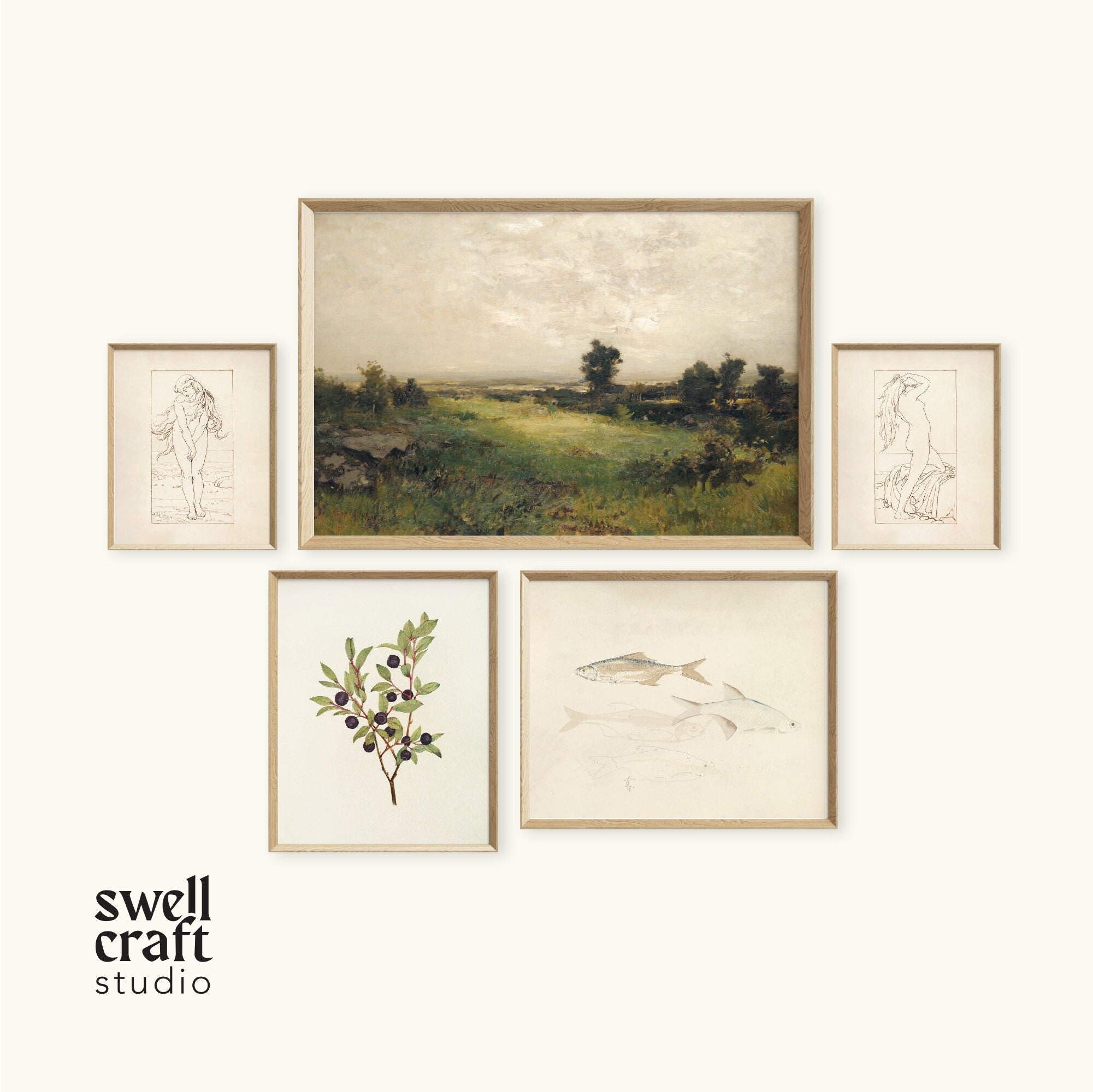 Vintage Idyllic, Printable Art Set, Cozy Riparian Aesthetic Room Decor ...