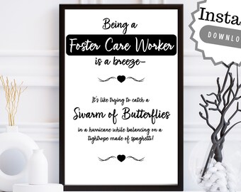 Póster imprimible para trabajadores de acogida / Póster imprimible divertido de descarga instantánea