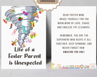Greeting Card for Foster Parent | Printable | Instant Download | 5x7 Inch Cards | Foster Parent Appreciation | Bonus Mom or Dad Card