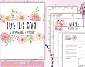 Foster Care/Adoption Binder, Case Management and Record Keeping | 8.5&quot;x11&quot; Printable, Instant Download, Floral Series for Foster Parents