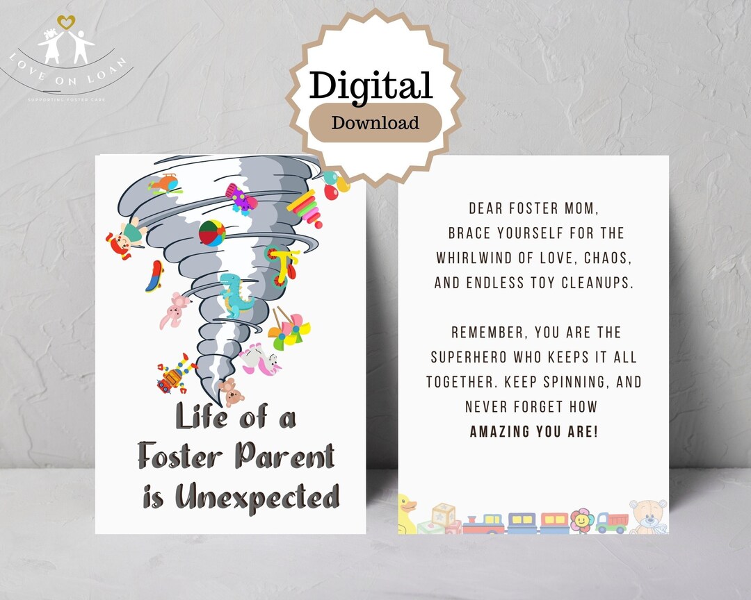 Greeting Card for Foster Parent Printable Instant Download 5x7 Inch