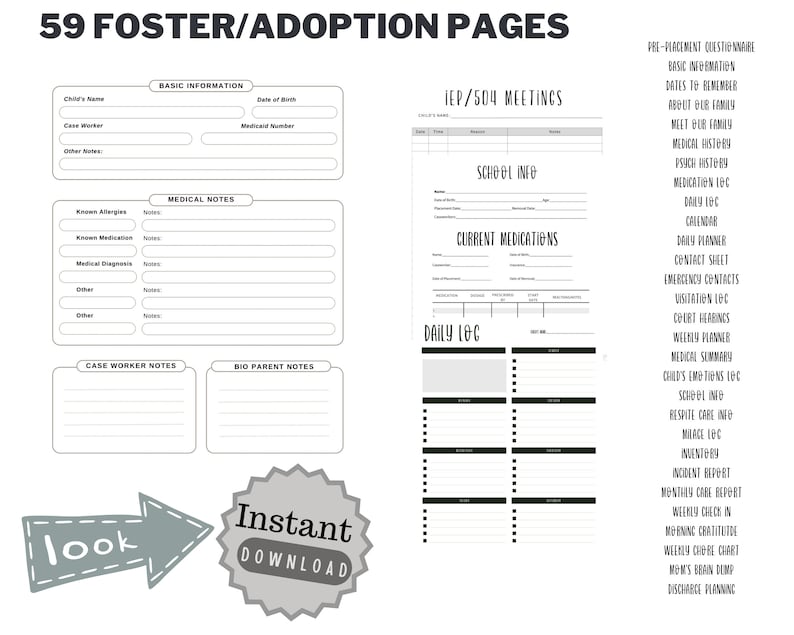 Foster Care Adoption Binder: Minimalist Record-keeping (digital ...