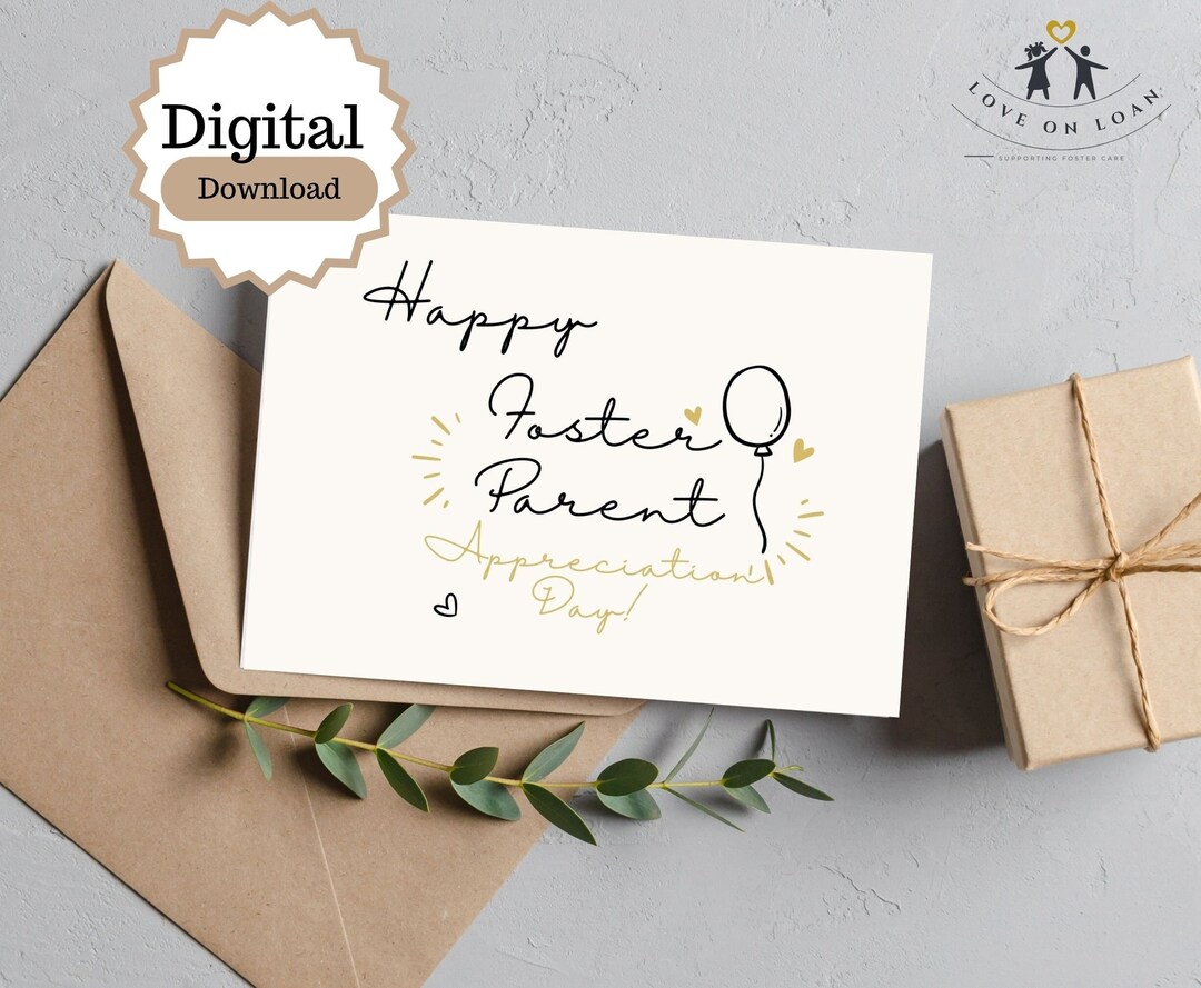 Printable Foster Parent Greeting Card Instant Download 7x5 Inch Cards