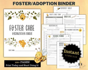Foster Care and Adoption Binder | Case Management Record Keeping | Foster Parents | Printable 8.5&quot;x11&quot; | Instant Download | Honey Bee
