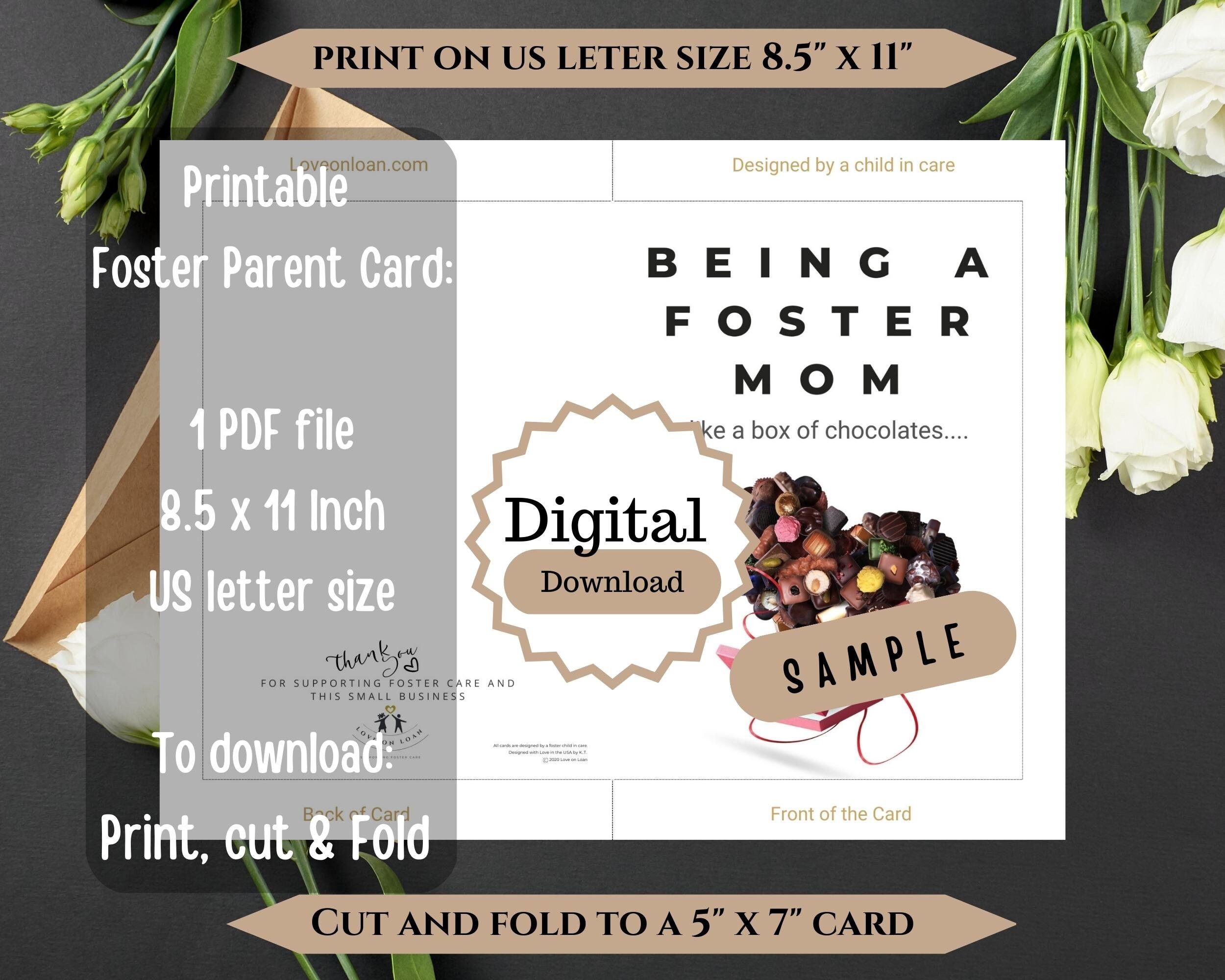 Appreciation Greeting Card for Foster Mom Printable Instant Download